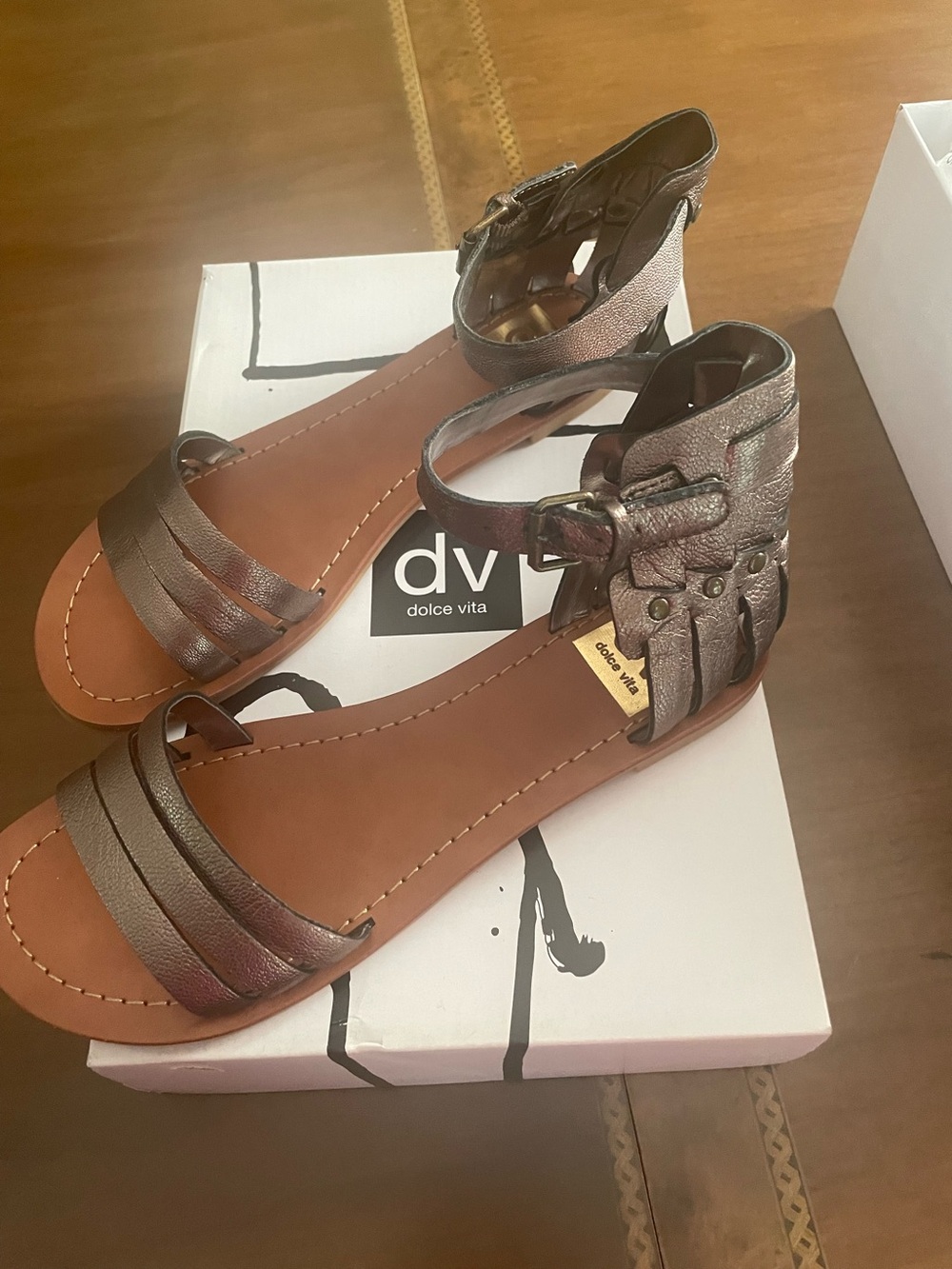 Dolce Vita Metallic Brown Ankle-Strap Sandals